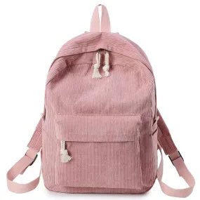 Preppy Style Female Soft Corduroy Backpack For School