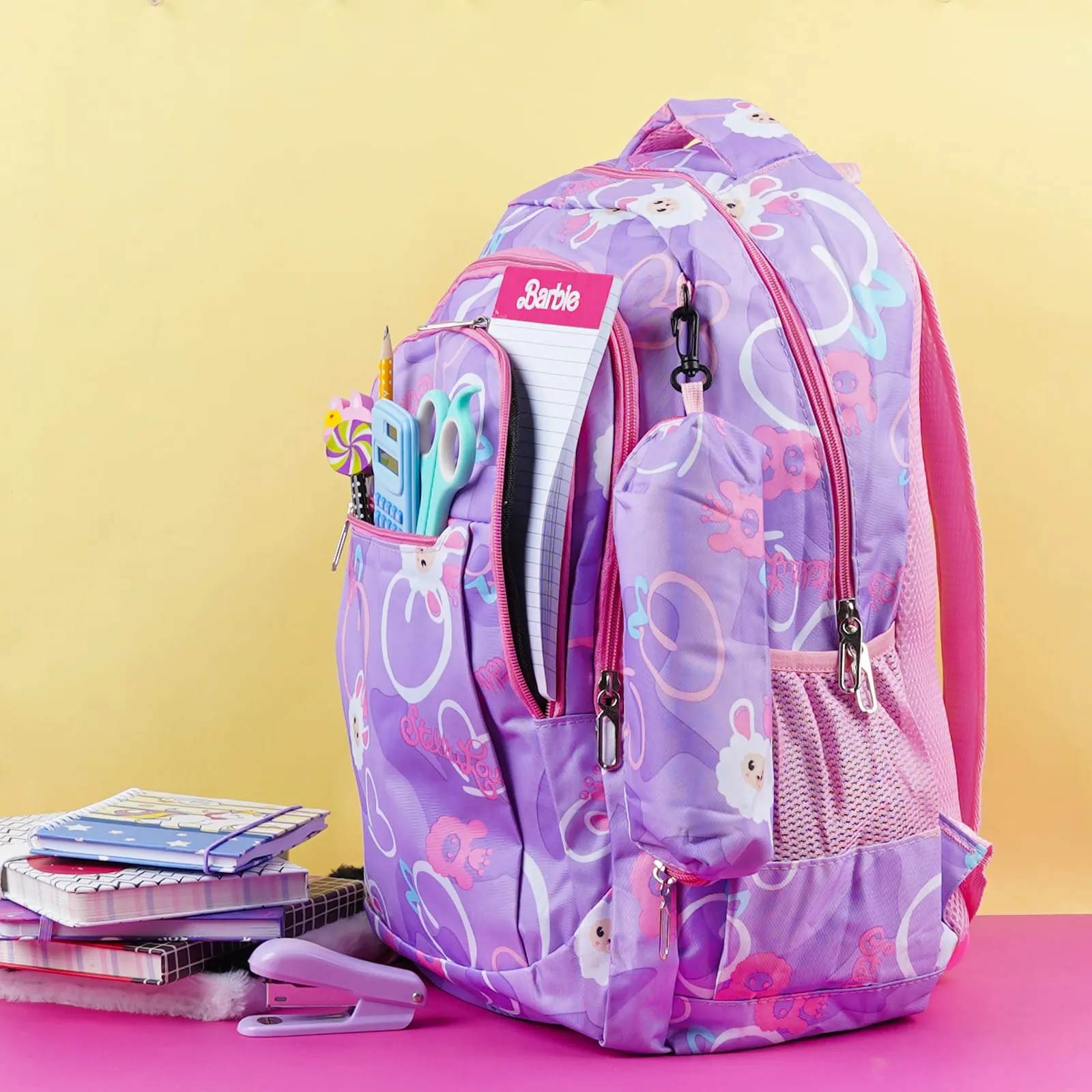 Purple Cute Backpack With Pouch