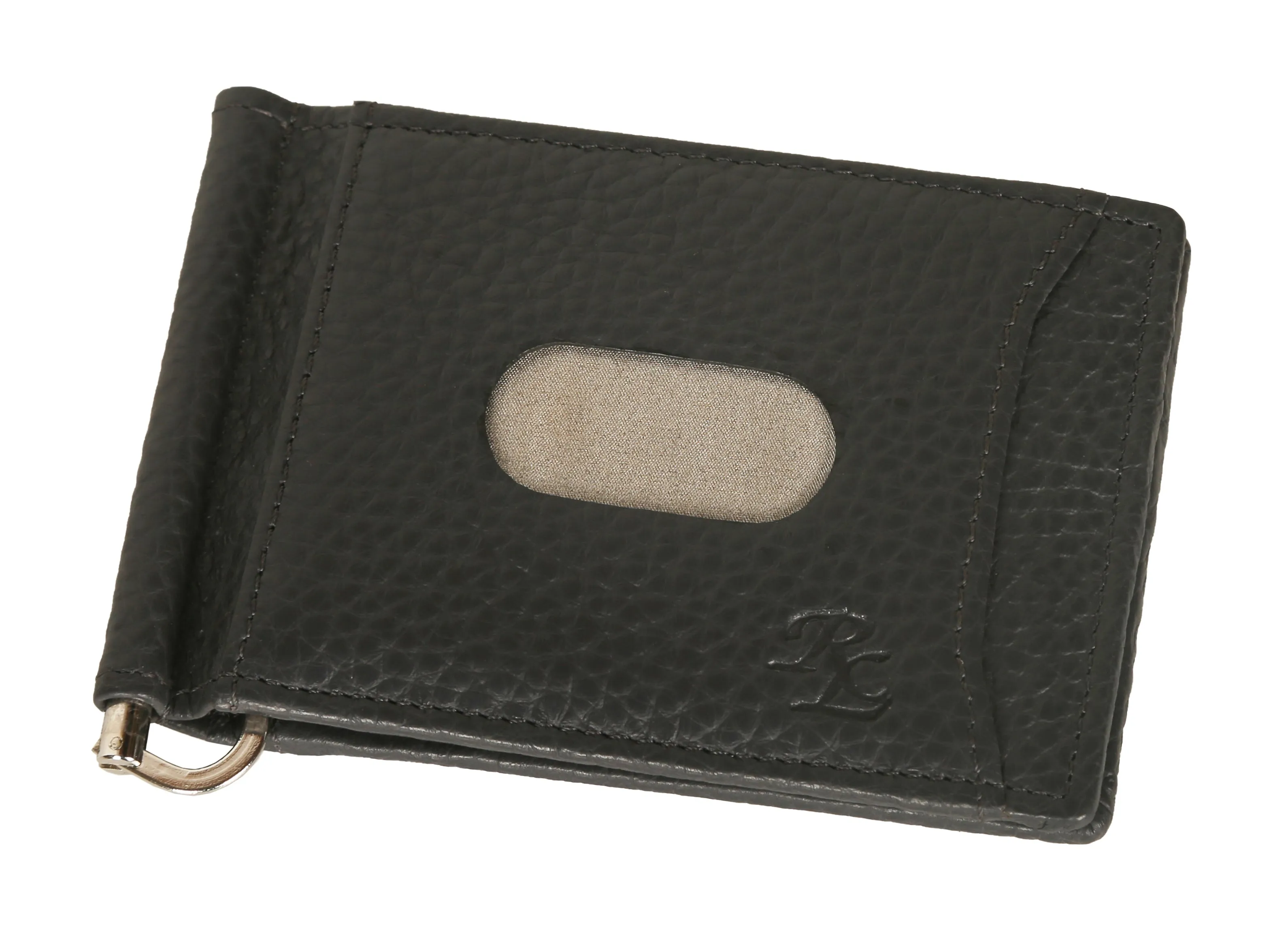 RL Magnetic Leather Zipper Money Clip RFID Card Wallet for Men