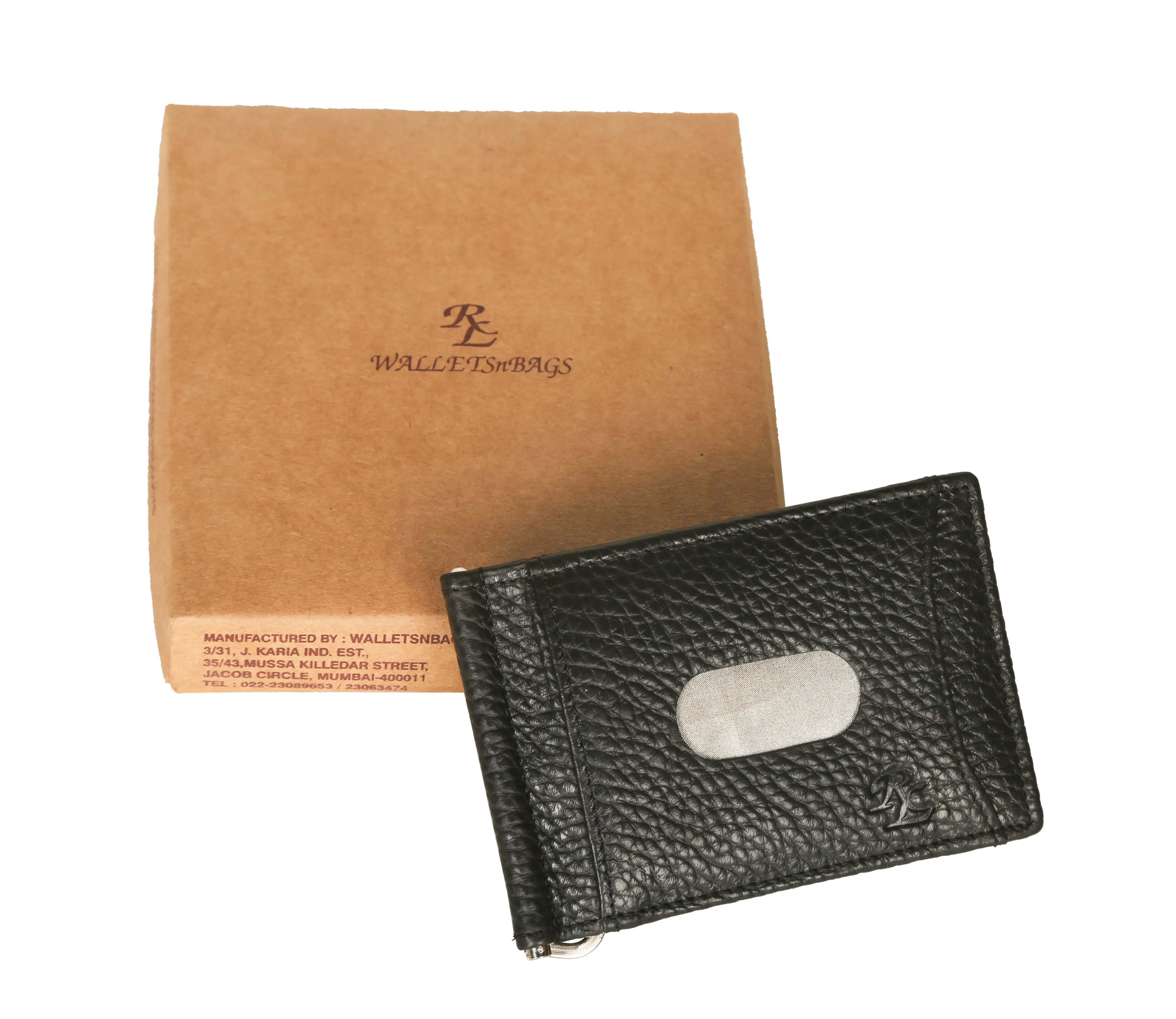 RL Magnetic Leather Zipper Money Clip RFID Card Wallet for Men