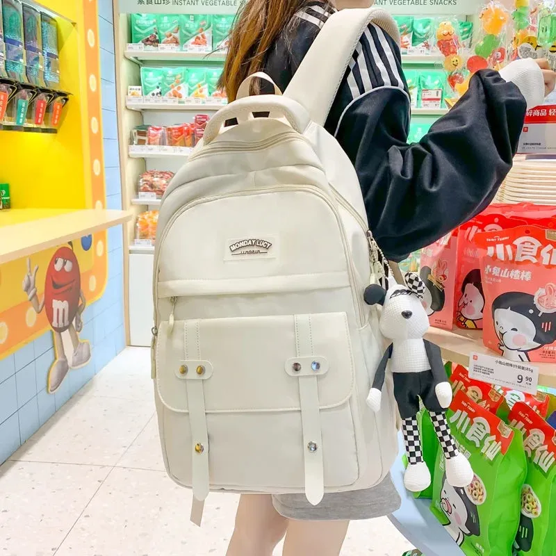 Sohiwoo Fashion Female College School Backpack Women High-Capacity Laptop Backpack Ladies Cute Student School Bag Trendy Travel Book Bag