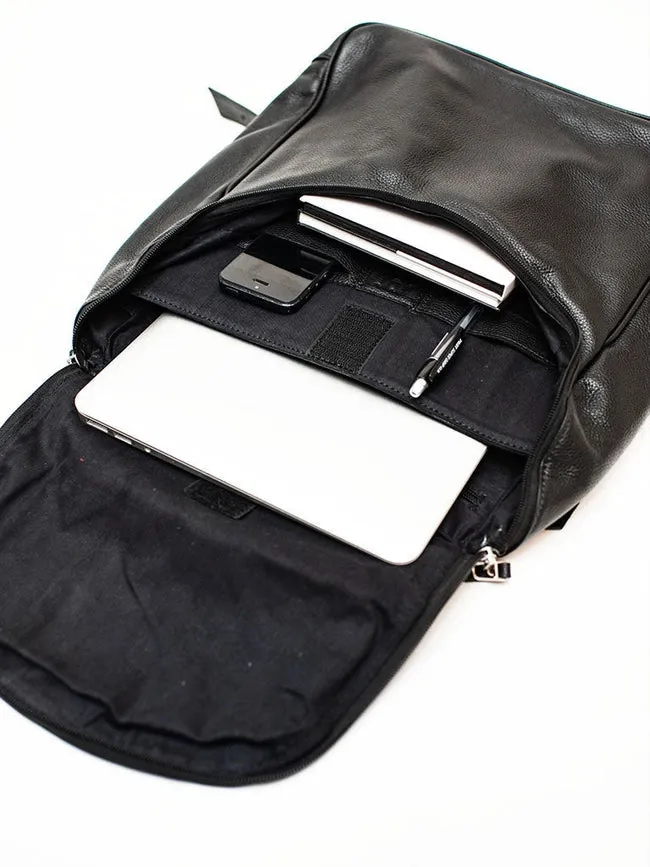 Student Leather Backpack Black