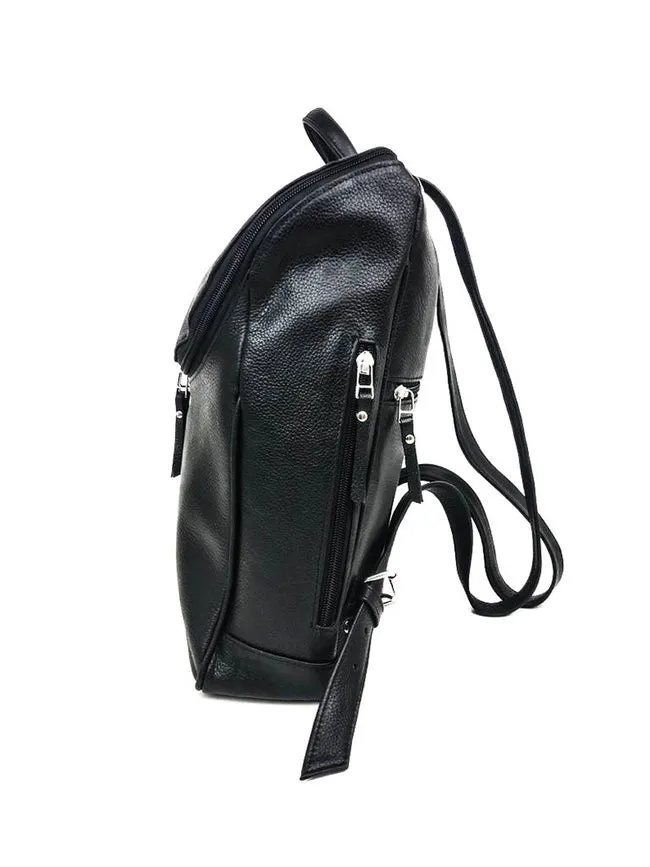 Student Leather Backpack Black