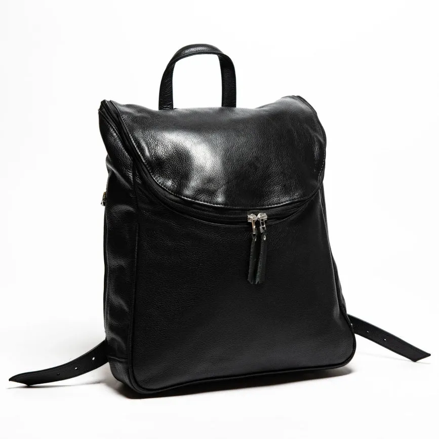 Student Leather Backpack Black