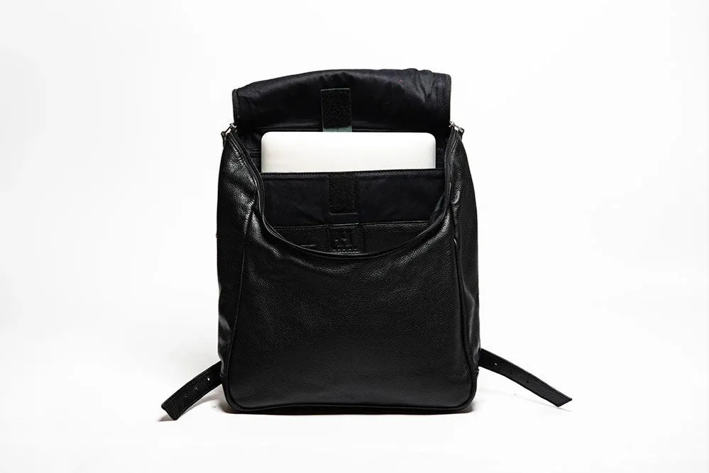 Student Leather Backpack Black