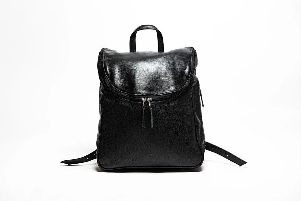 Student Leather Backpack Black