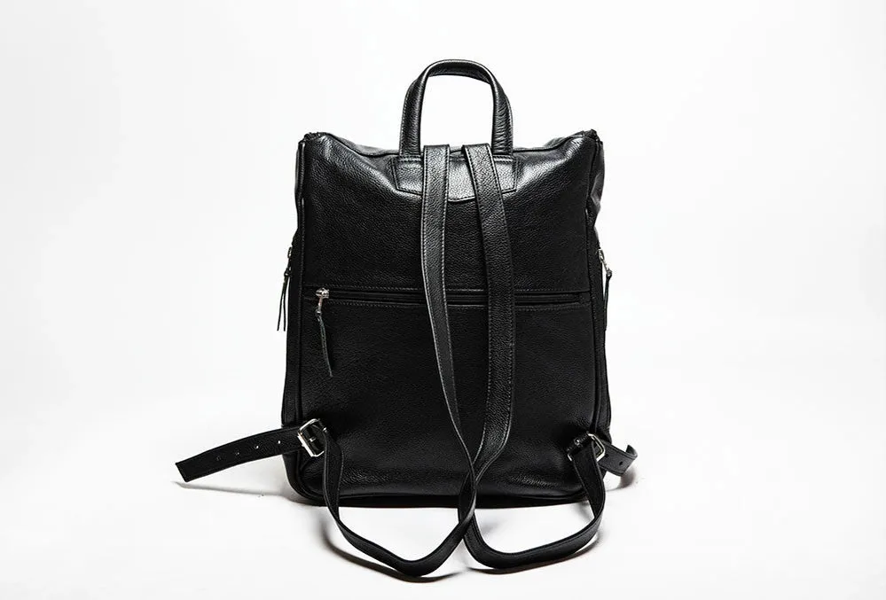 Student Leather Backpack Black