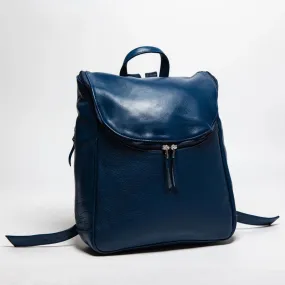 Student Leather Backpack Blue