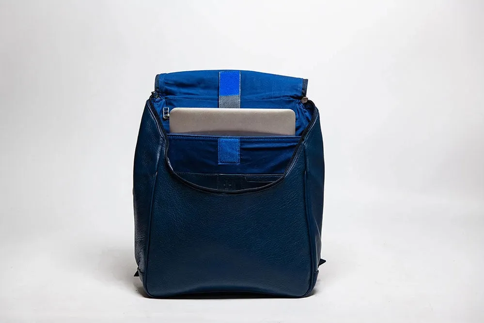 Student Leather Backpack Blue