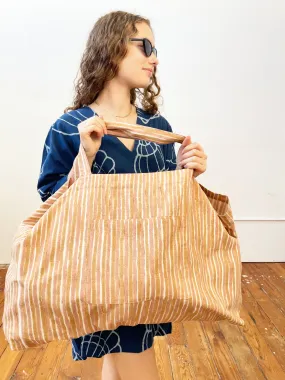 Weekend Tote Bag - Madder & Camel Stripes