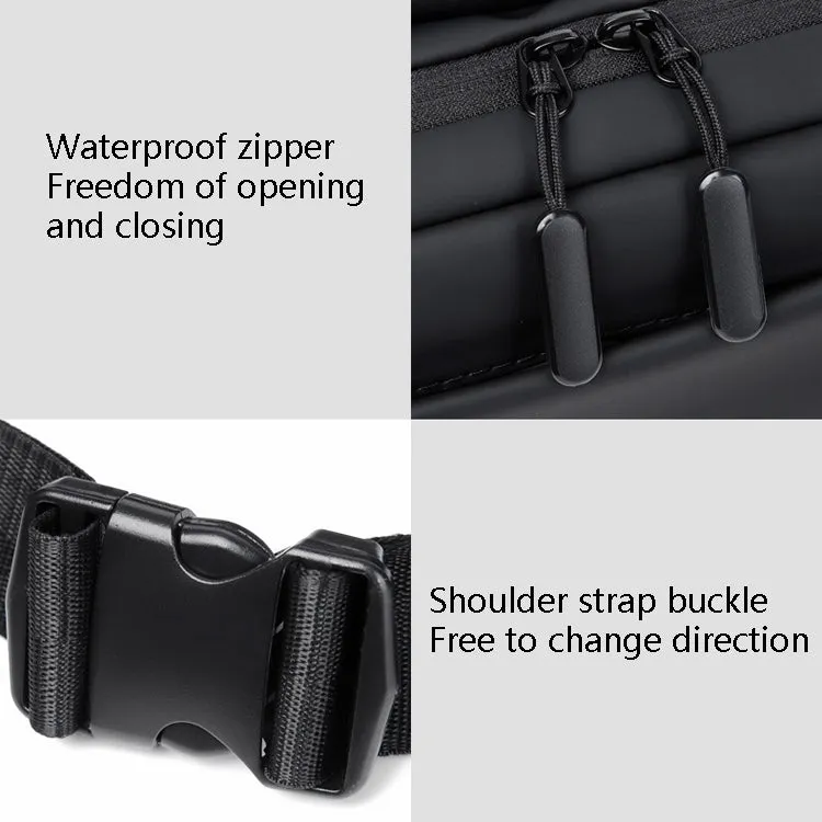 WEIXIER 9563 Men Outdoor Messenger Bag Multifunctional PU Large-Capacity Waist Bag(Black)