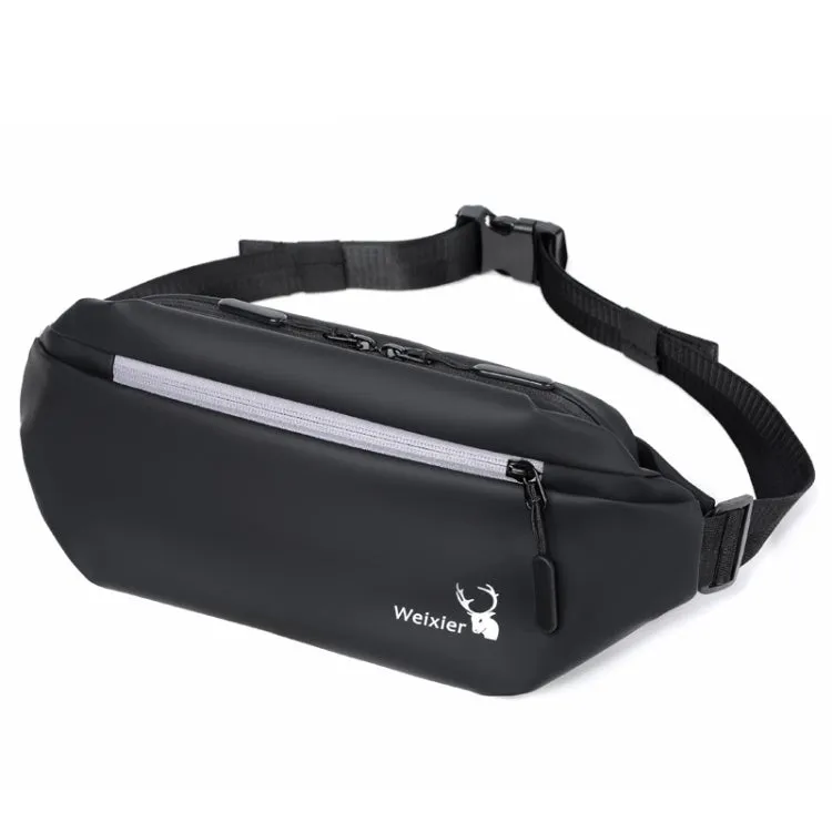 WEIXIER 9563 Men Outdoor Messenger Bag Multifunctional PU Large-Capacity Waist Bag(Black)