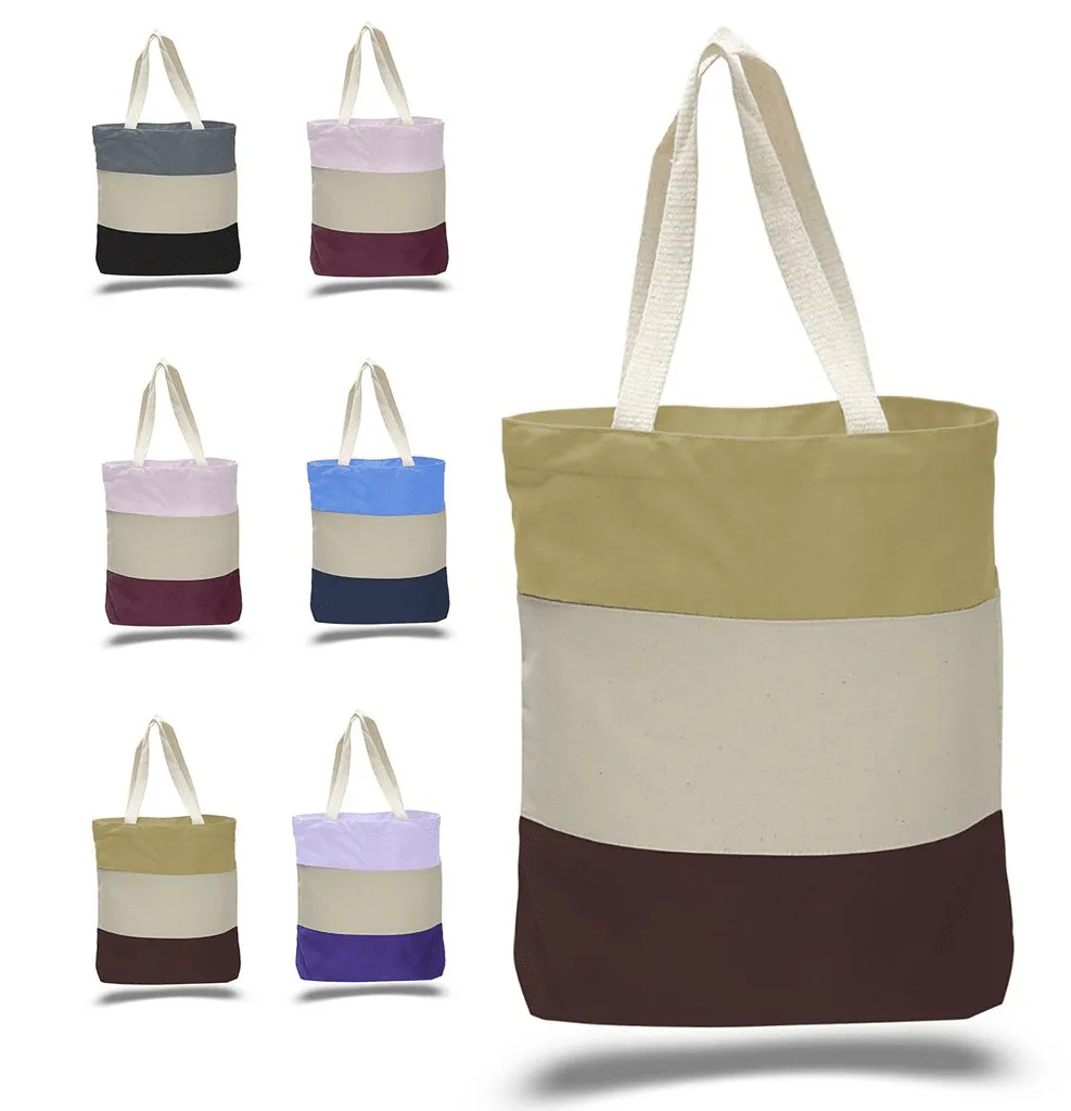 Wholesale Heavy Canvas Tote Bags Tri-Color