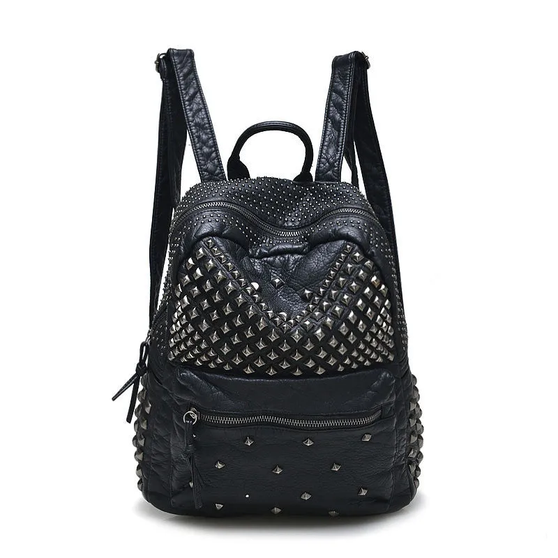 Women Backpacks Washed Leather Backpacks Lady Girls Travel Women Bags Rivet Backpacks Student School Bag