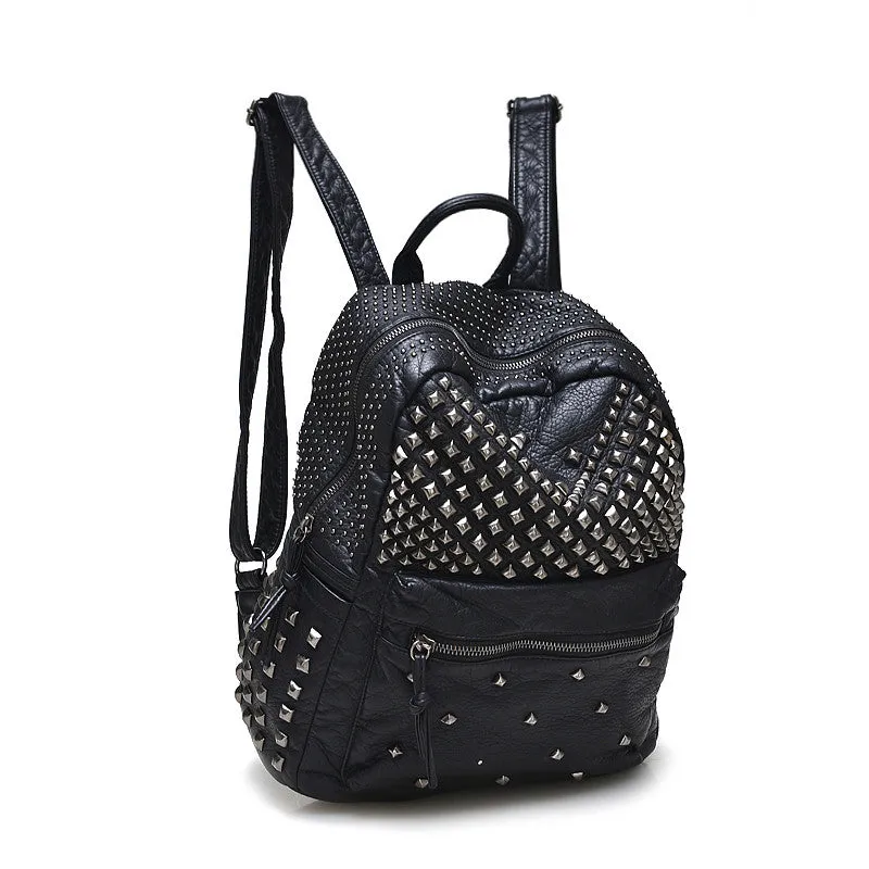 Women Backpacks Washed Leather Backpacks Lady Girls Travel Women Bags Rivet Backpacks Student School Bag