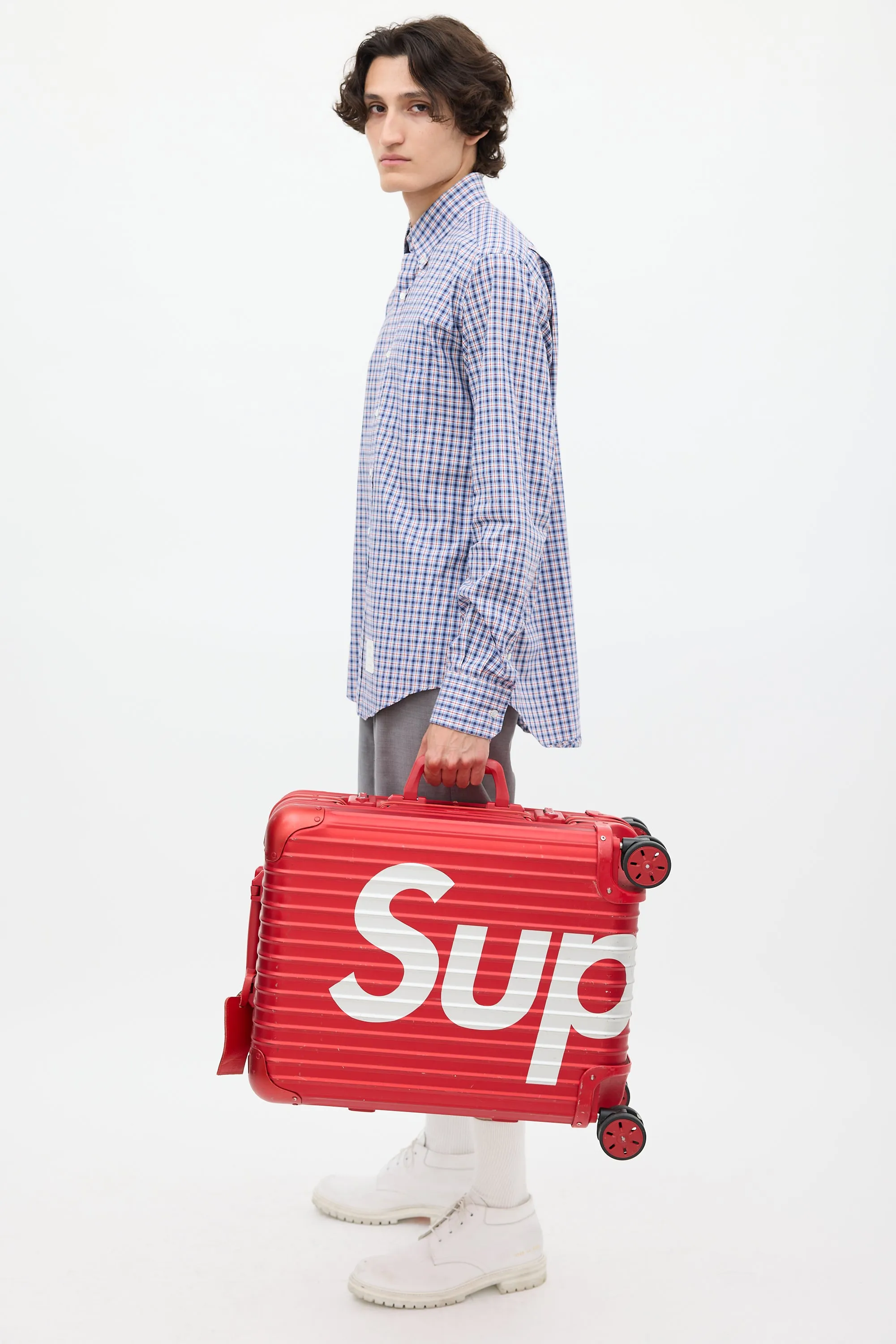 x Supreme 45L Red & White Logo Hard Case Topas  Luggage