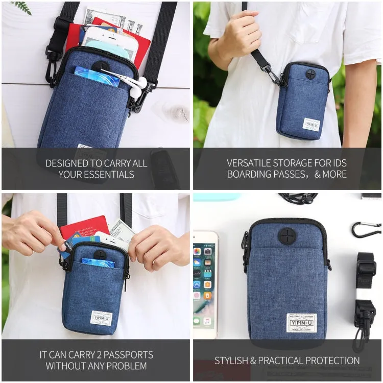 YIPINU Multifunctional Hanging Neck Mini Waterproof Mobile Phone Storage Bag(Dark Blue)