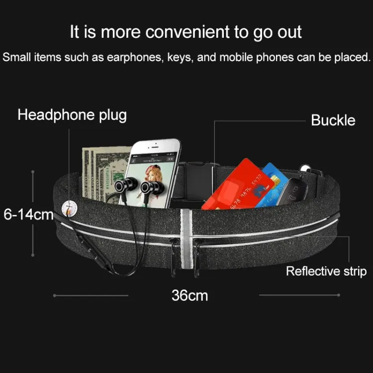 YIPINU YS13 Outdoor Sport Waterproof Waist Bag Invisible Anti-theft Mobile Phone Storage Bag with Earphone Hole(Black)